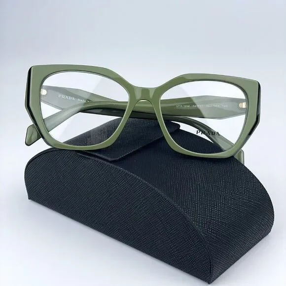 NEW Prada PR18WV 13J1O1 Sage Green Black Cat Eye Women Eyeglasses - Picture 2 of 9